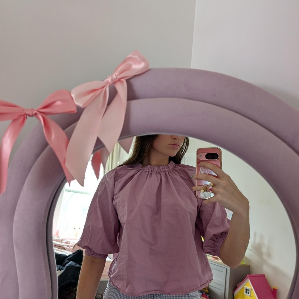 Mauve Puff-Sleeve Peasant Top Size Large